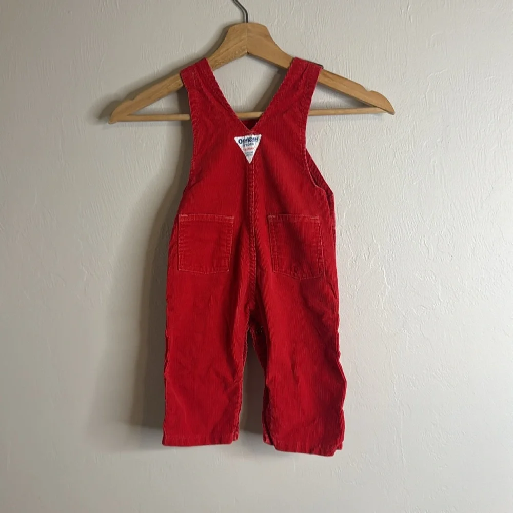 Vintage Oshkosh B'gosh Red Corduroy Overalls 5 months Vestbak, USA Made